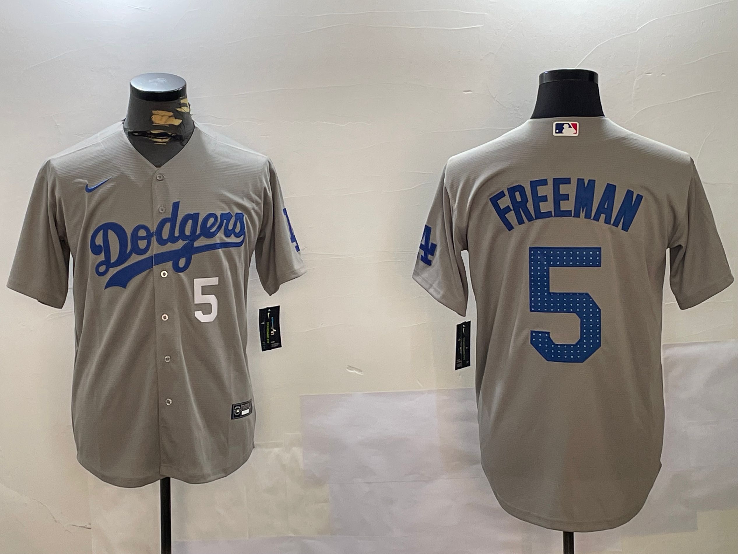 Men Los Angeles Dodgers 5 Freeman Grey Game 2024 Nike MLB Jersey style 12164